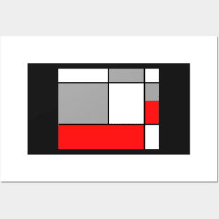 Squares and Rectangles  Red , Grey, and White Posters and Art